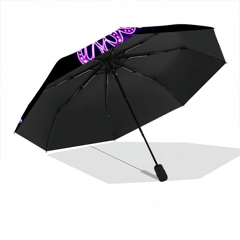 1pc Butterfly Purple Floral Art Automatic Folding Umbrella, 8-Rib Iron Frame, Casual Outdoor Accessory for Birthday Festival Gifts yy251128187