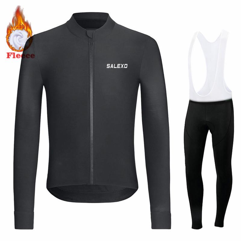 2026 Winter Fleece Warm Thermal Fleece Bicycle Set for Men, Long Sleeve Sportswear, Racing Jersey Suit, Pro Team Bicycle Clothing, Winter
