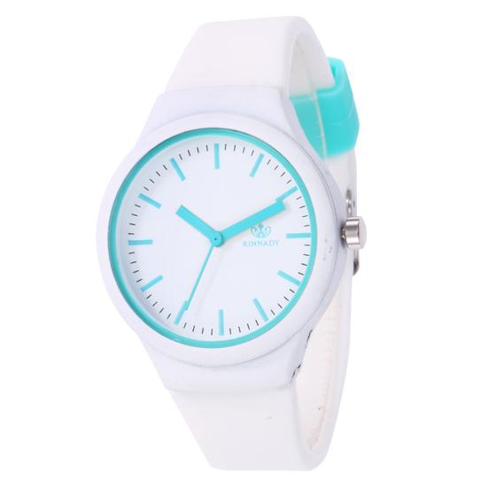 Orologio da polso da donna casual, colore caramella, cinturino in silicone, senza numeri, quadrante rotondo, movimento al quarzo