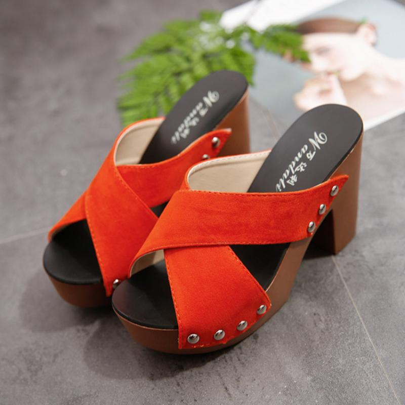 Spring Fish Mouth Cross Strap High Heel Thick Bottom Waterproof Platform Roman Ladies Sandals