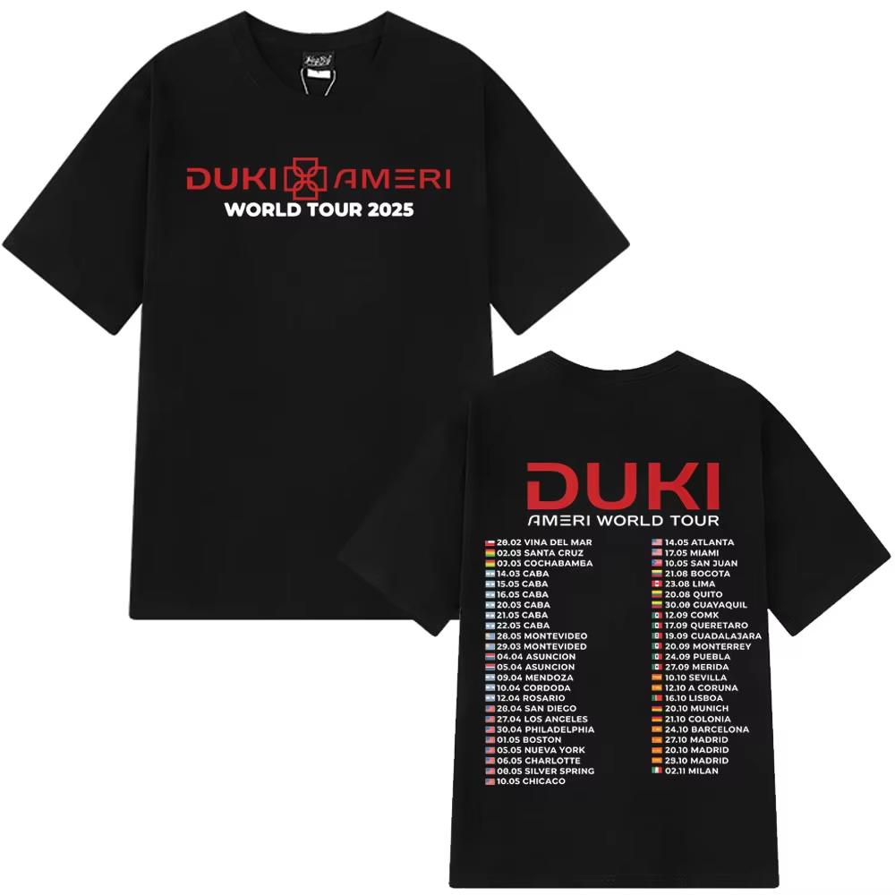 Rap Singer Duki Ameri 2025 World Tour Tshirt Summer Unisex Casual Cotton Oversized Tshirt Harajuku Street Wear Mens Tshirt