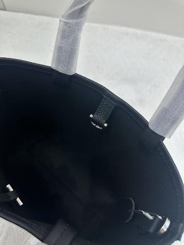 The Row Genuine Leather Small Tote Bag - Large Capacity, Lychee Pattern, Shoulder/Crossbody/Underarm Styles.