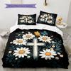Daisy Butterfly  Pattern Bedding Quilt Set Quilt Cover Pillowcase Home Decoration  Gift (1 * Duvet Cover + 2 * Pillowcase, Without Core)