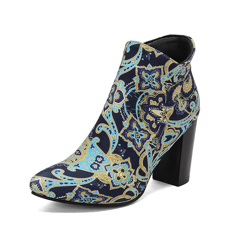 

Женские ботильоны с круглым носком на толстом высоком каблуке, разноцветные полусапожки на молнии, женская модная обувь, зимняя черная, коричневая 46 33 чёрный