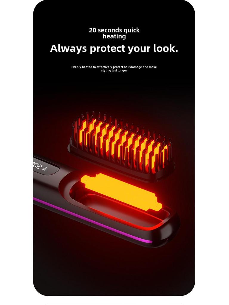 Portable LCD Ceramic Ion Hair Straightener & Curler Comb