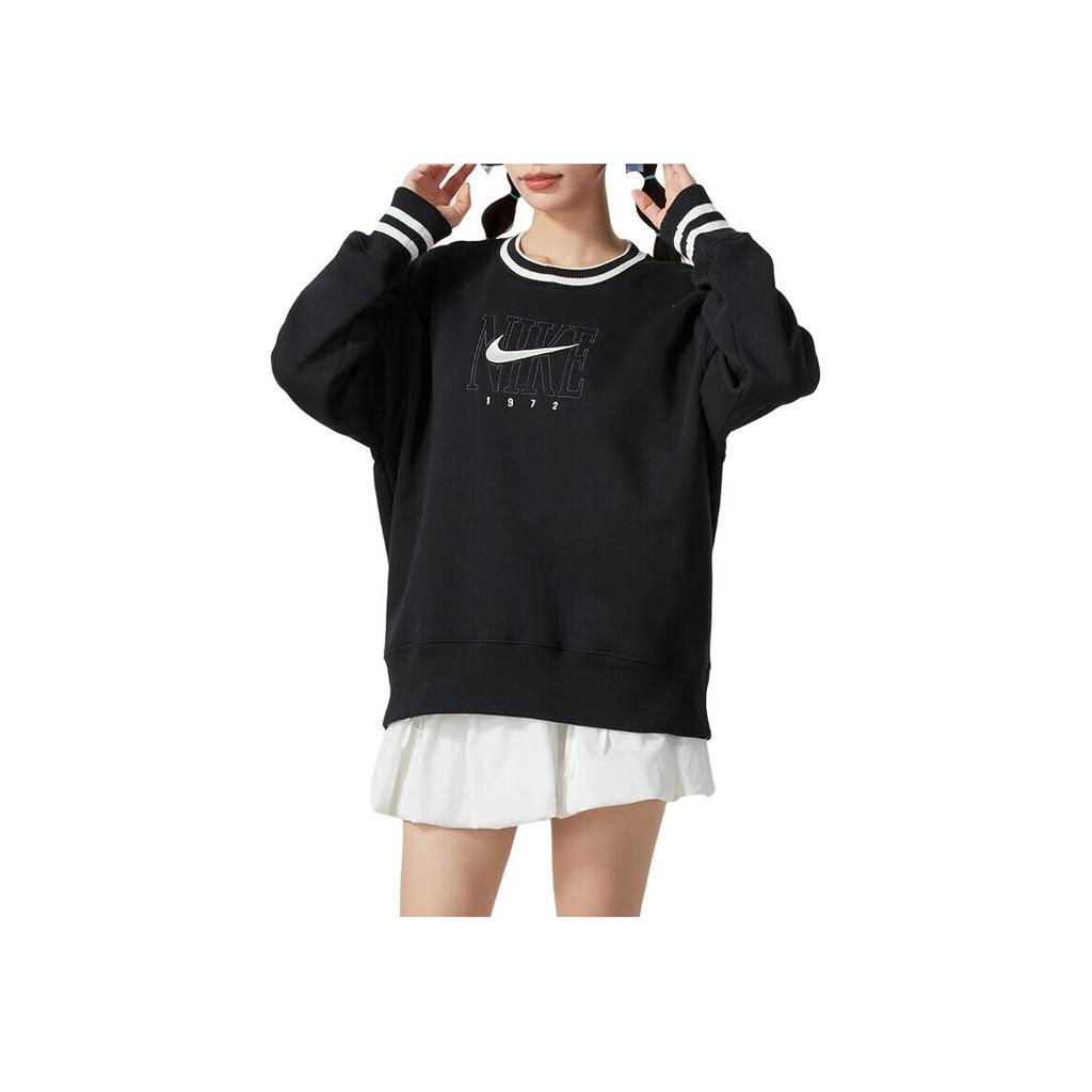 Nike 1972 College Style Fashion Striped Pullover Long Sleeve Sweatshirt Women Sweatshirt Black HJ0950010