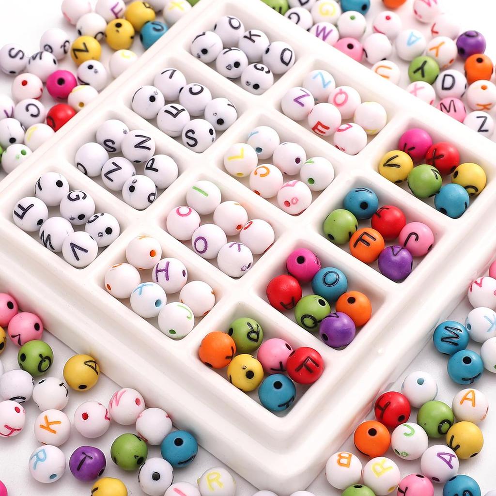 220Pcs Acrylic Beads Letter Round Loose Beads For DIY Necklace Bracelet Earrings Jewelry Making Craft Accessories