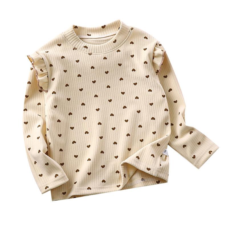 2-10Y Girls Flutter Sleeve T-Shirt Spring Autumn Blouse Floral Print Top Casual Tee for Toddler Kids