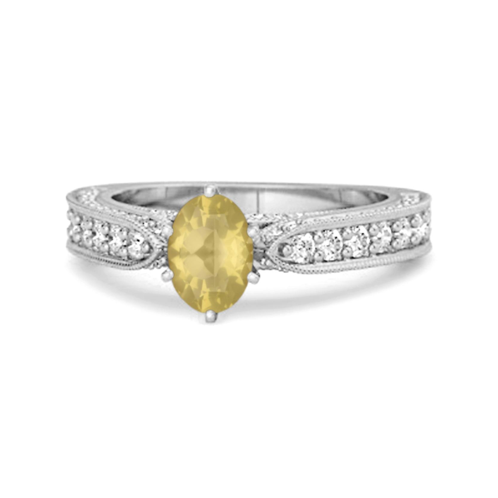 Lemon Quartz Tapered Five-Stone Ring - 925 Sterling Silver 9.5 белого золота