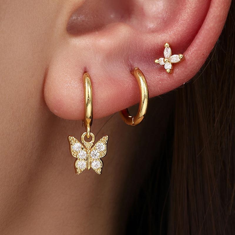 New Arrivals Leaderboard Women's Fashion Loop Single Ear Set Earrings European and American Style Fashionable Women's Copper Stud Earrings