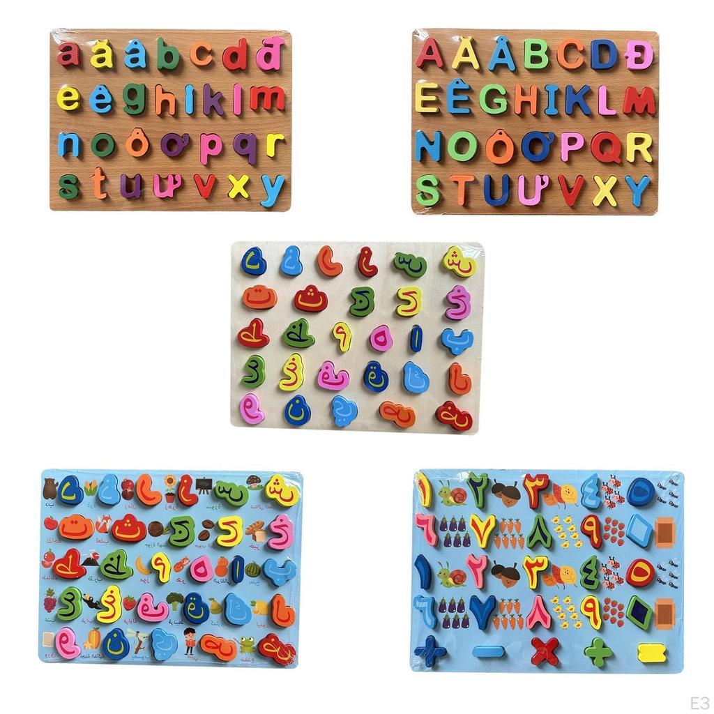 Alphabet Learning Board for Kids with Wooden Pieces