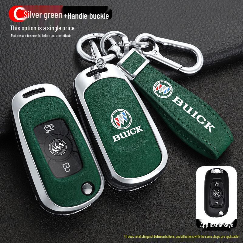 Leather Metal Car Key Cover for 16-17 Buick Verano GS Sedan/Hatchback