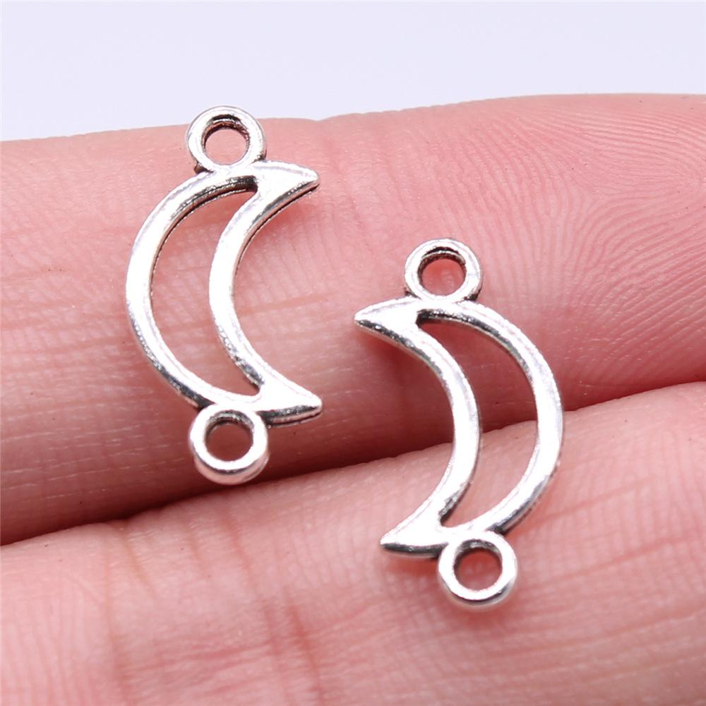 20pcs Moon Charms For Jewelry Making Tibetan Bronze Silver Color Pendants Antique Jewelry Making DIY Handmade Craft