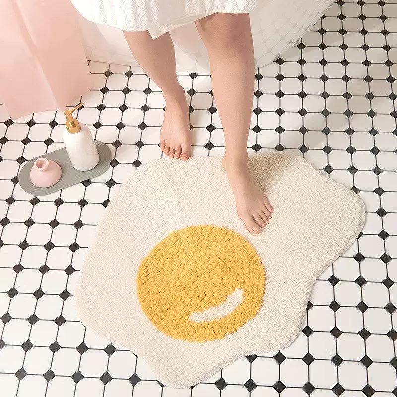 Ddd Creative Egg Yolk Shaped Carpet Bathroom Irregular Cartoon Floor Mat Non-Slip Water Absorbent Tufted Foot Mat