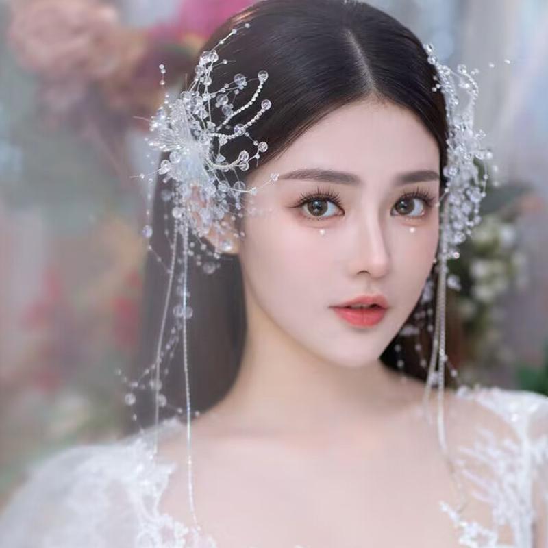 Kadın Kız Saç Tokası Yan Toka Kore Basit Takı Aksesuarları için Kelebek Boncuk Püsküllü Saç Tokaları