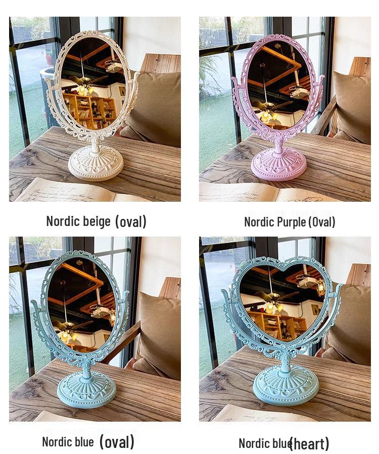 European Retro Double-Sided Princess Makeup Mirror for Bedroom or Dorm