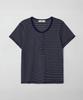MOTT Henley Neck Half T-Shirt - Stripe Navy