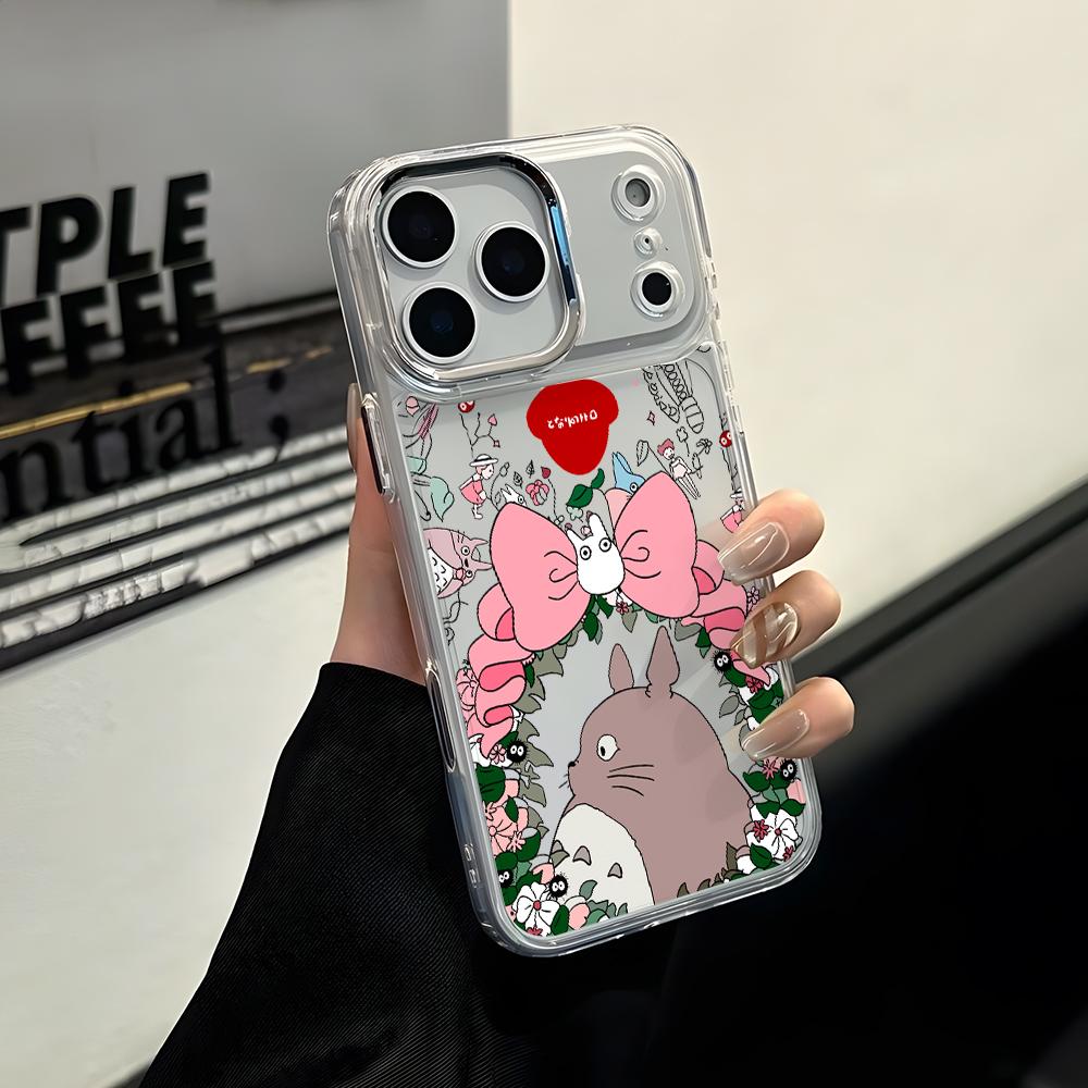Cute Cartoon Totoros Phone Case for Apple iPhone 17 Air 16 16e 15 14 13 12 11 Pro Max X Xs XR 8 Plus Luxury Clear Cover