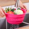 Food Grade Silicone Collapsible Colander, Foldable Fruit Vegetable Washing Basket, Heat Resistant Kitchen Strainer