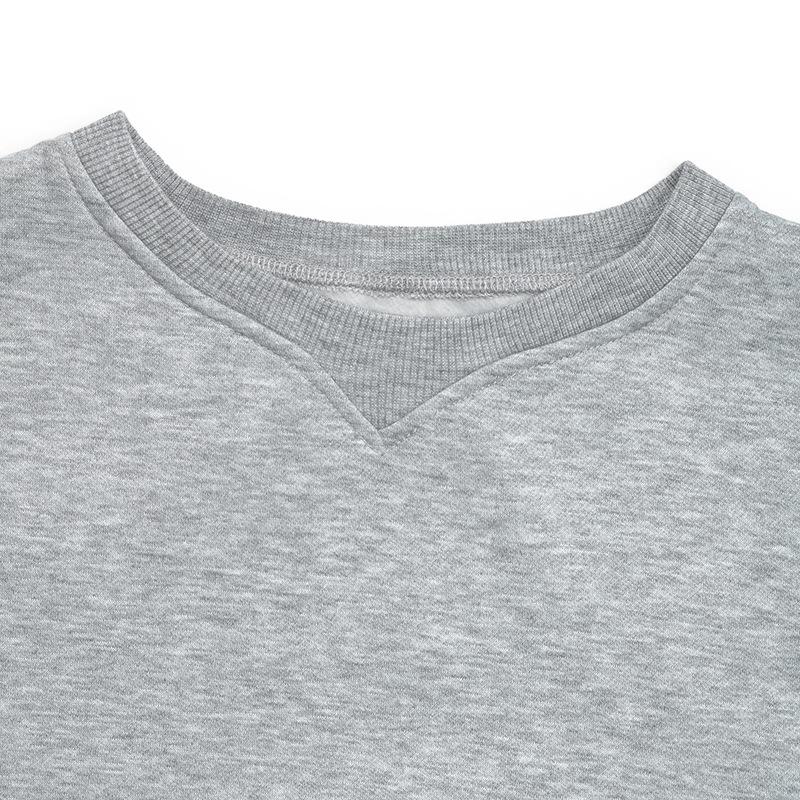 100% Clothing: 2025 Autumn/Winter Women's Loose Plus Velvet Round Neck Light Gray Hoodie