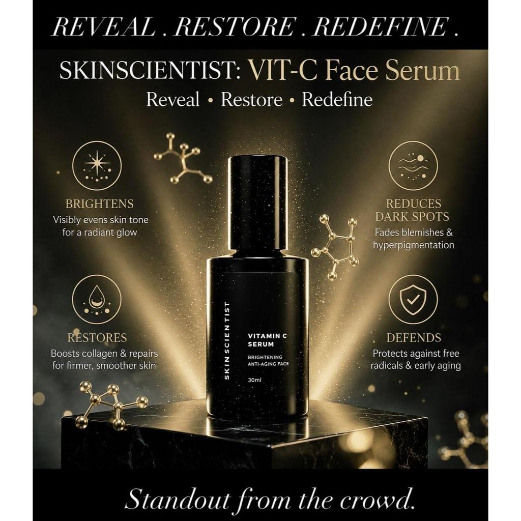 Vitamin C Face Serum 30ml for Glowing Skin | Brightening Face Serum | Helps Improve Dark Spots, Pigmentation, Fine Lines