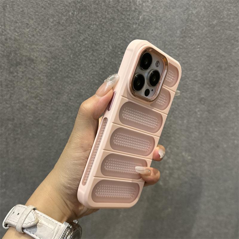 Anti Drop Metal Lens Ring for IPhone16promax Phone Case Apple 15 Mesh Breathable Matte Protection