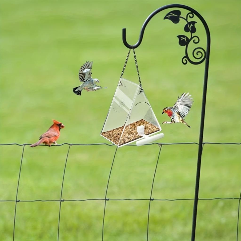 Shaped Window Suction Cup Bird Feeder Plastic Bird Food Dispenser for Indoor Outdoor Watching Home Garden Bird Feeding Station