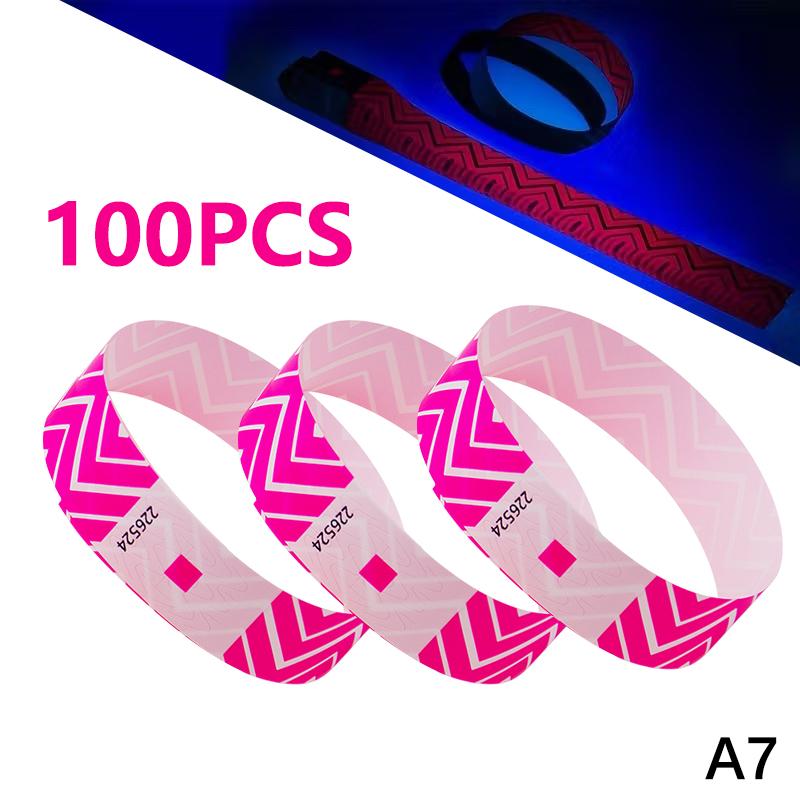 50/100 Pièces Bracelets en Papier à Rayures Néon Imperméables Fluorescents Jetables de Sécurité Pour Concerts, Fêtes, Événements