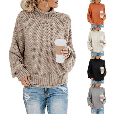 Pull Lâche Casual Coloré Col Rond pour Femme Pull à Fil Épais