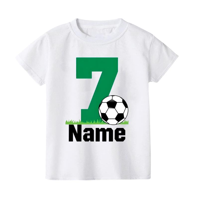 Personalize Football&birthday Print Kid T-shirt Casual Short Sleeve Child Tshirt Fashion Round Neck Child Tee Top Summer Clothes