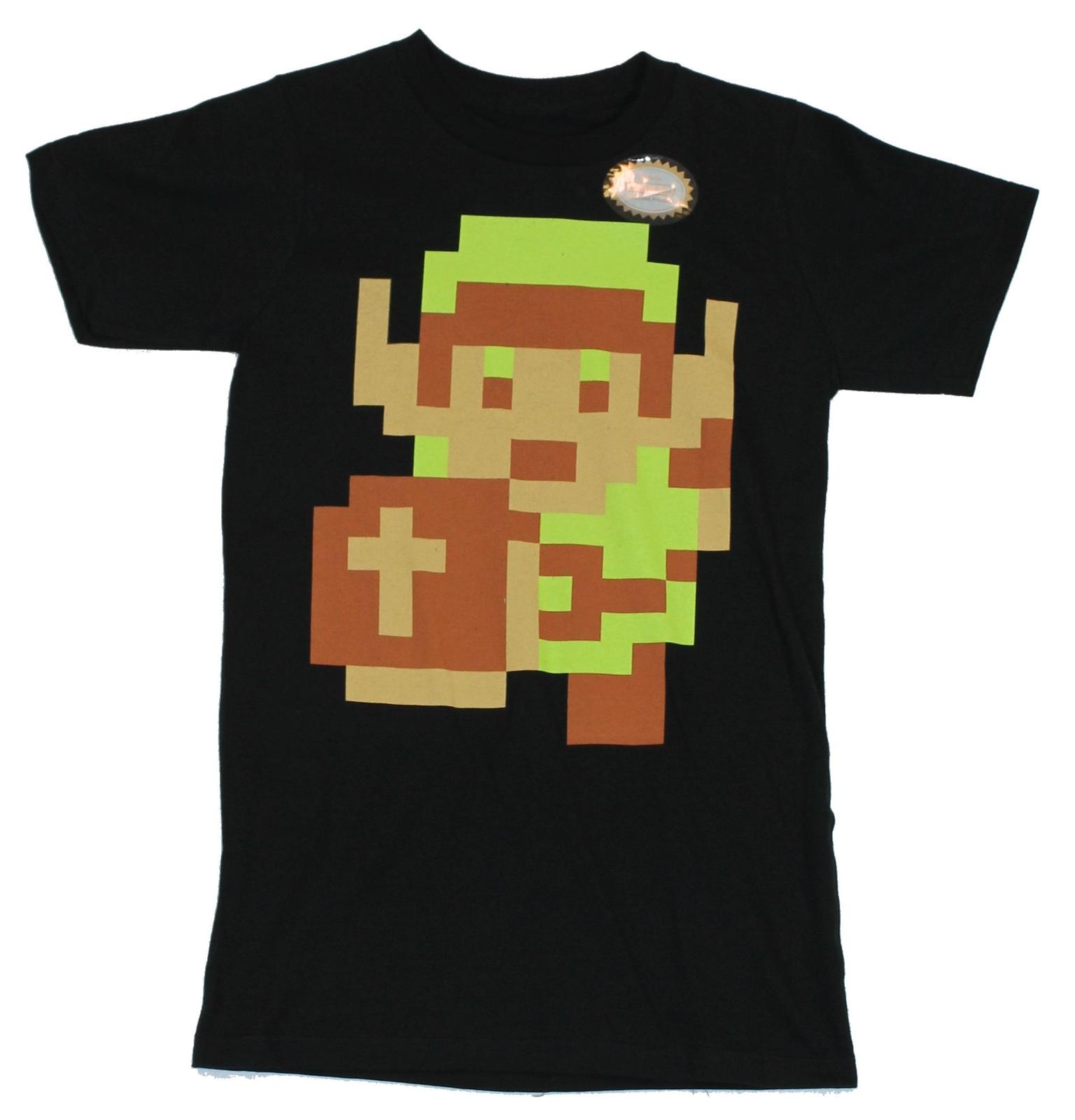 Legend of Zelda Mens T-Shirt - Classic 8-Bit Approaching Link Image M