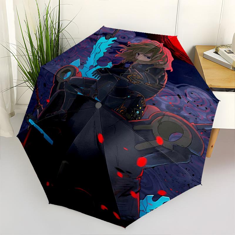 1pc Heroic Warrior Amidst Stormy Skies Automatic Open/CloseUmbrella, Portable Compact Umbrella for Men & Women G047