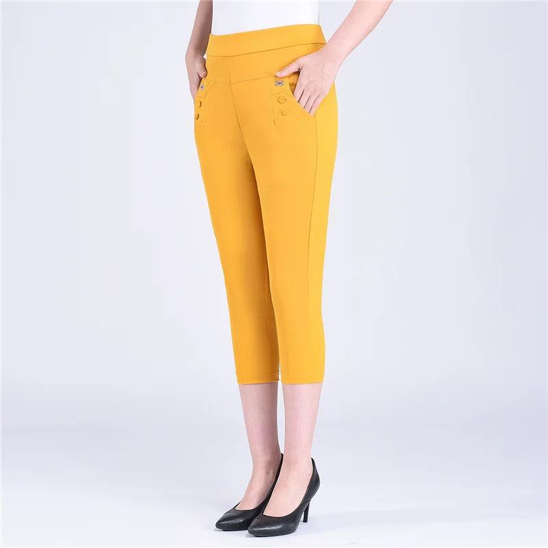 Leinenhose für Damen mit elastischer Taille für den Sommer – Lässiger Stil für Mütter mittleren Alters und ältere Mütter