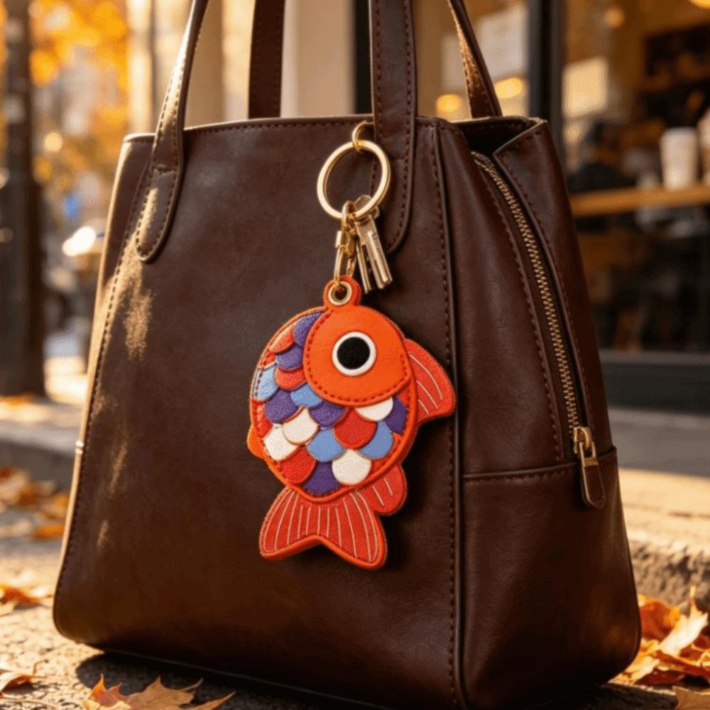 3D Fish-Scale Access Card Cover Goldfish Fish Keychain Keychain Holder Bag Hanging