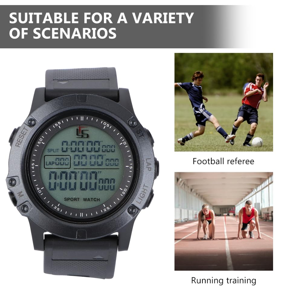 LIOOBO Digital Sports Soccer Referee Stylish Watch with Stopwatch and Easy To Black Multi-Function Watch, Watch, Men's Chronograph, Read,