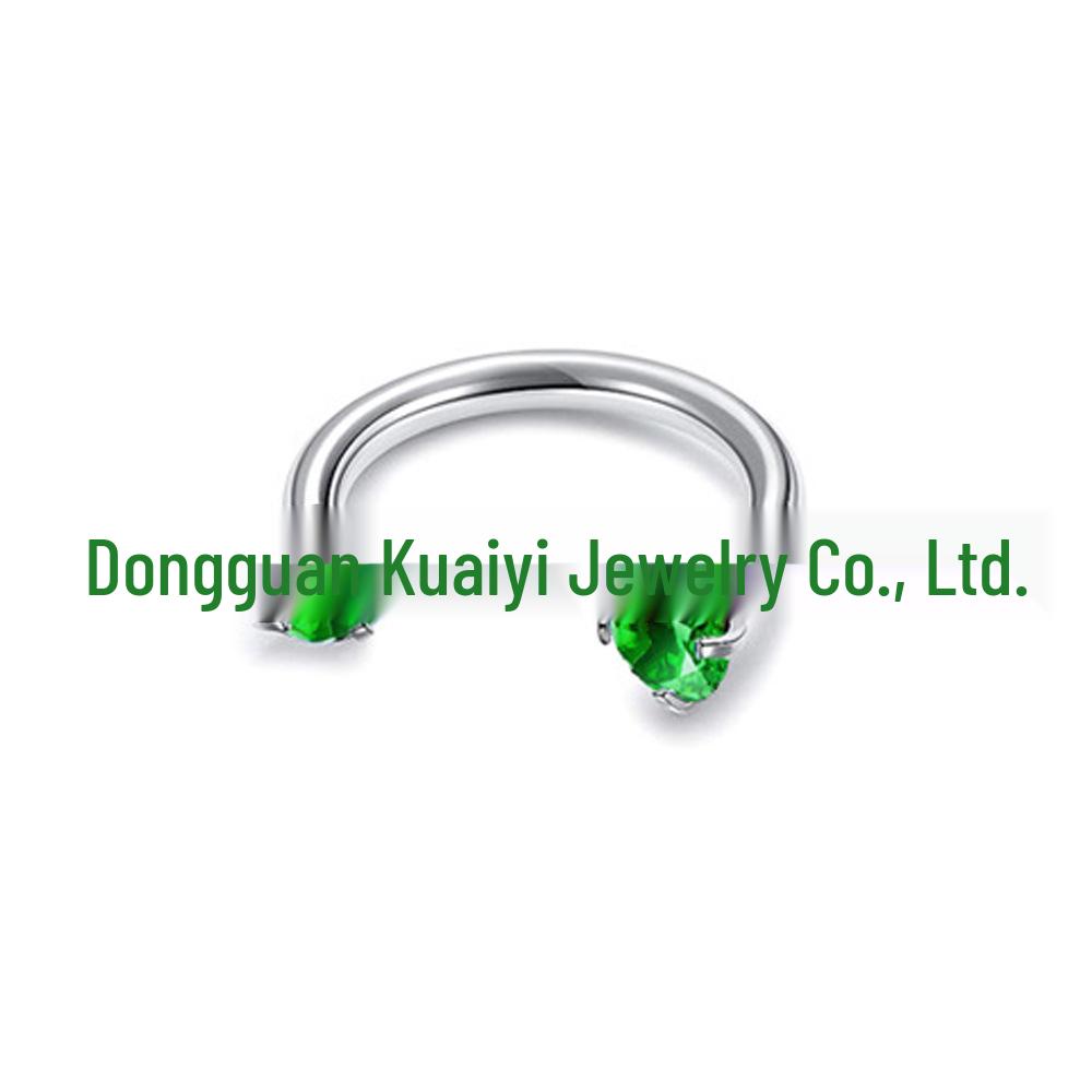 Stainless Steel U-Shaped Nose Ring with Double Zirconia