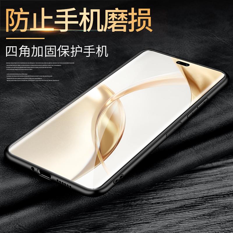 For Honor 200 100 90 80 70 60 Pro Litch Style Genuine Leather Case CD Pattern Full Camera Lens Protection Matte Soft TPU Cover