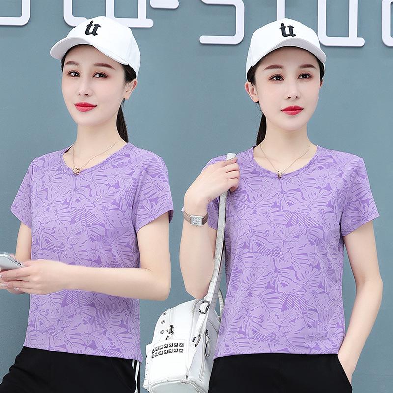 Ice Silk Quick-Dry Women's Short-Sleeve Summer Sports T-Shirt - New 2025 Style, Casual, Fitness Bestseller