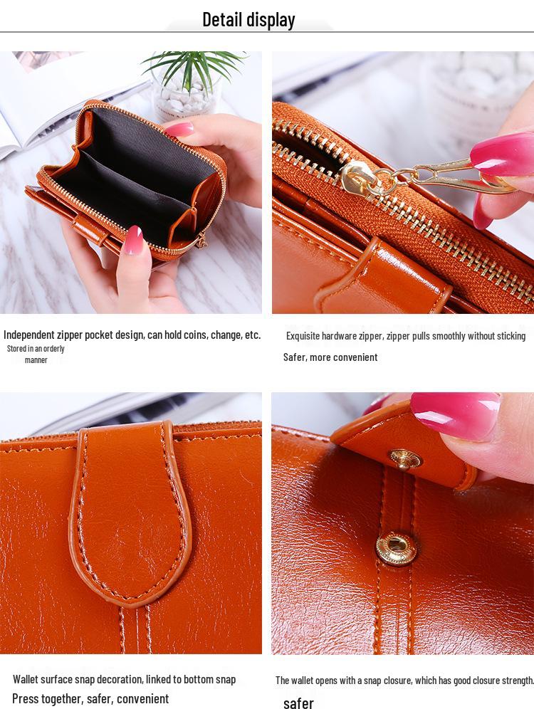 2024 Women's Retro Versatile Oil Wax Leather Coin Wallet