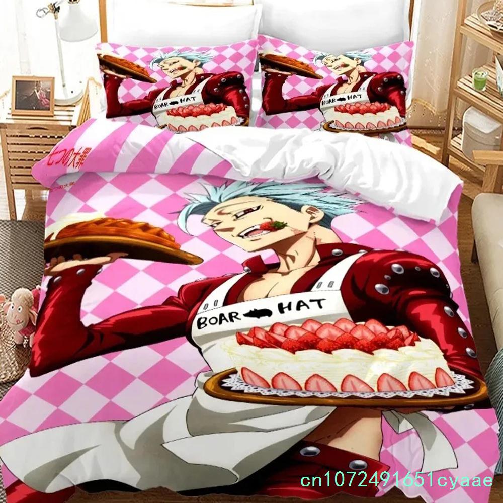 Die Sieben Todsünden Bettwäsche-Set Einzelbett Twin Full Queen King Size Anime Bett-Set Aldult Jungen Schlafzimmer Bettbezug-Sets 3D-Druck
