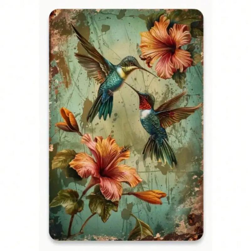 Vintage Hummingbird Metal Wall Art Rustic Farmhouse Decor