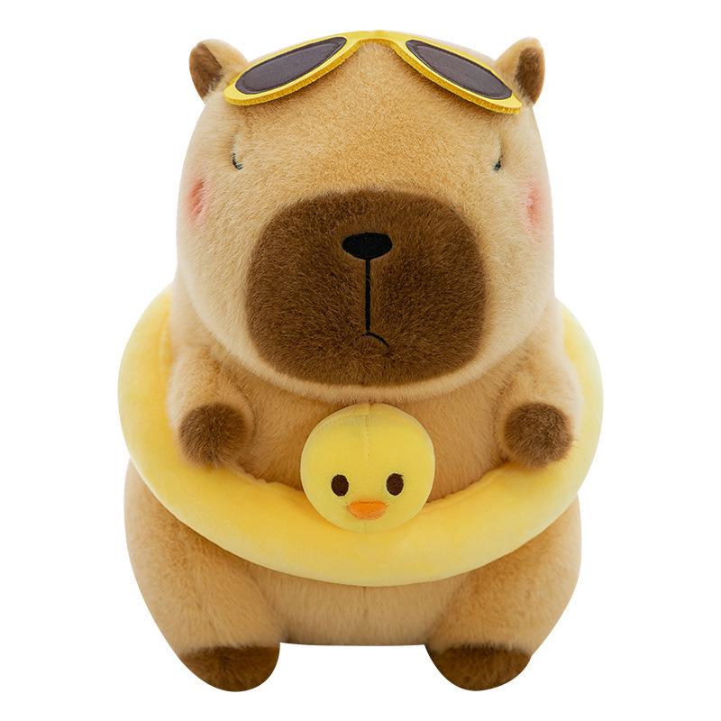 Pink Summer Style Capybara Plush Doll with Swimming Ring - Perfect Girl's Birthday Gift