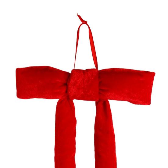 Ornament Picior Elf de Crăciun 14 Inch Roșu Pluș Picior Elf Ornament Agățat cu Fundă de Catifea pentru Coroană Pom de Crăciun Ușă Perete Decor de Sărbători