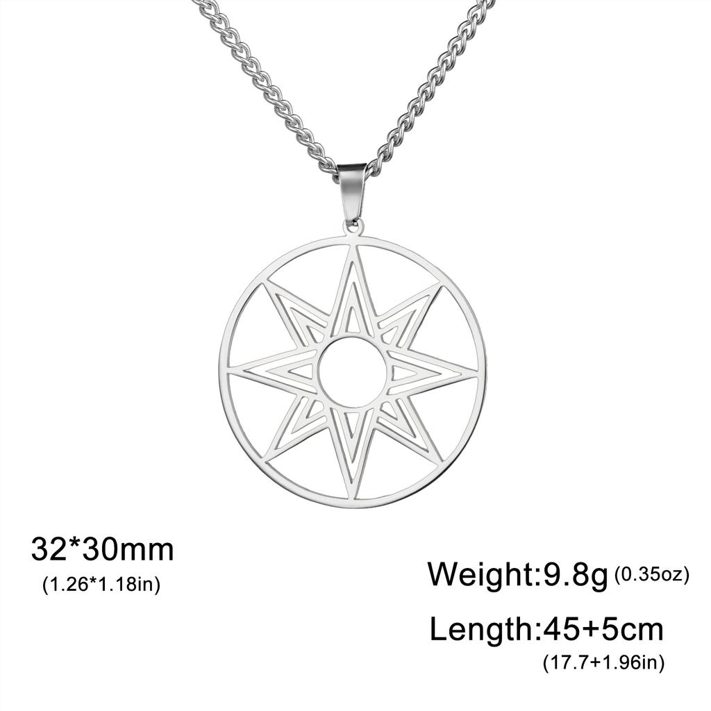 Large Octagram Necklace Stainless Steel 8 Point Star of Ishtar Innana Venus Charm Pendant Hellenic Jewelry