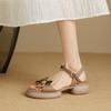 Fashion Summer Sweet Flowers Block Heel Sandals Women's Platform Open Toe Strap Roman Shoes Platform Mid-heel Sandals