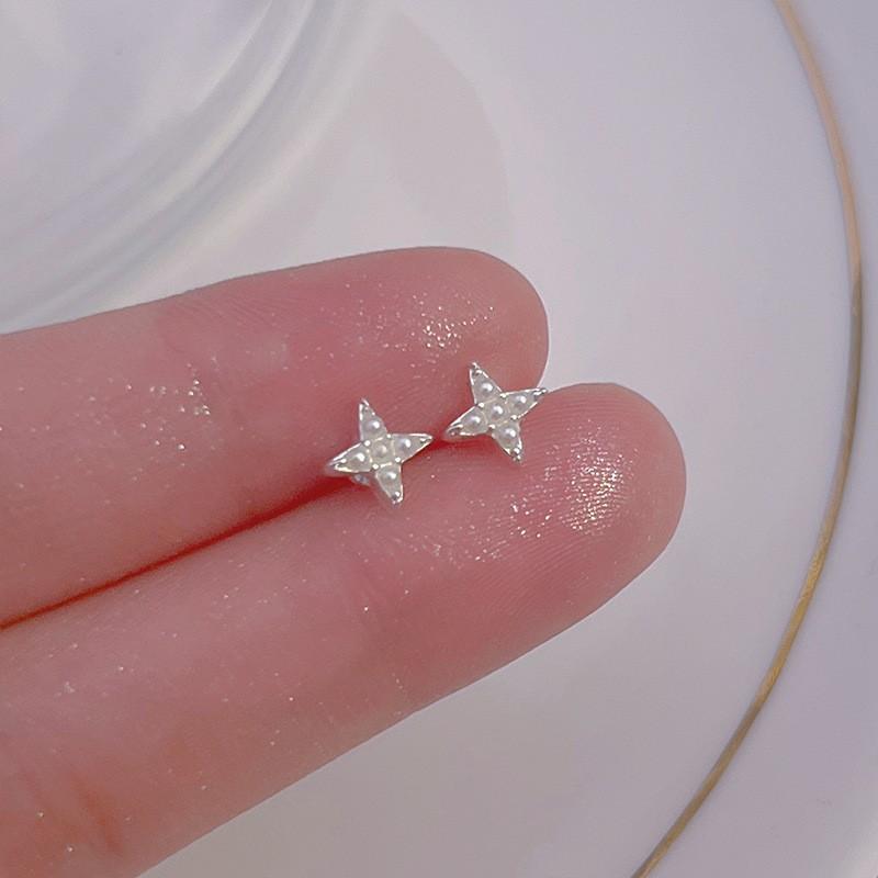 S925 Silver Stud Earrings Women's Ear Hole Earrings Niche Design Earbone Studs High-end Earrings