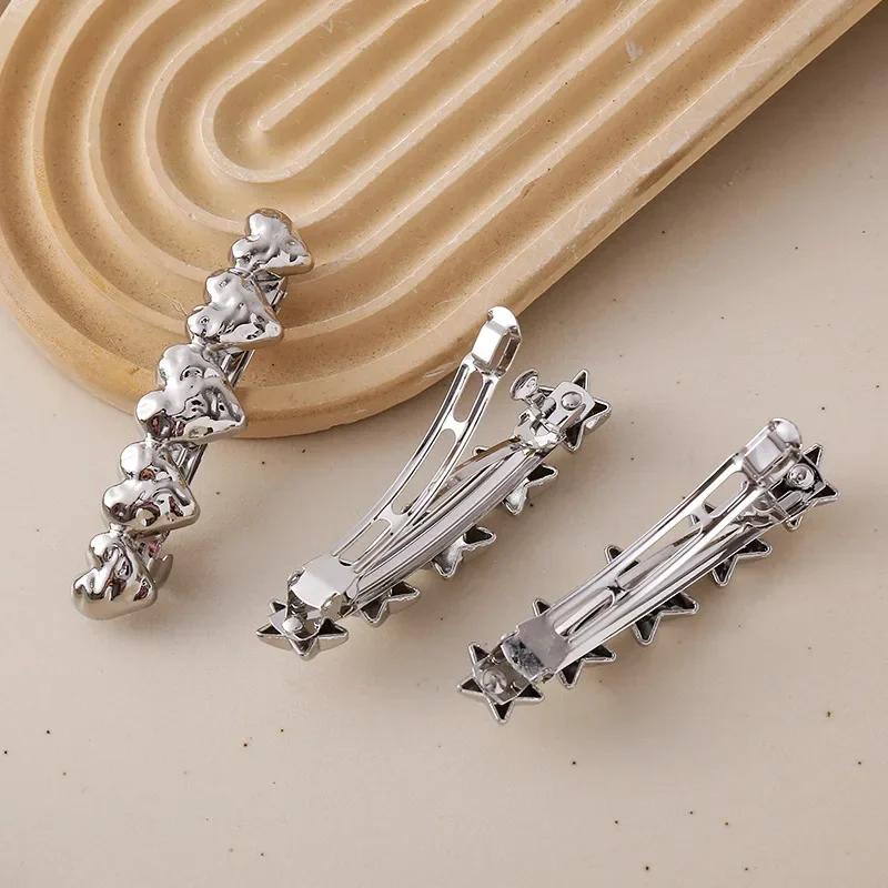 Metal Curved Spring Hairpin Gold Silver Color Metal Ponytail Buckle Hair Clips for Women Girl Back Head Hair Claws Accessories