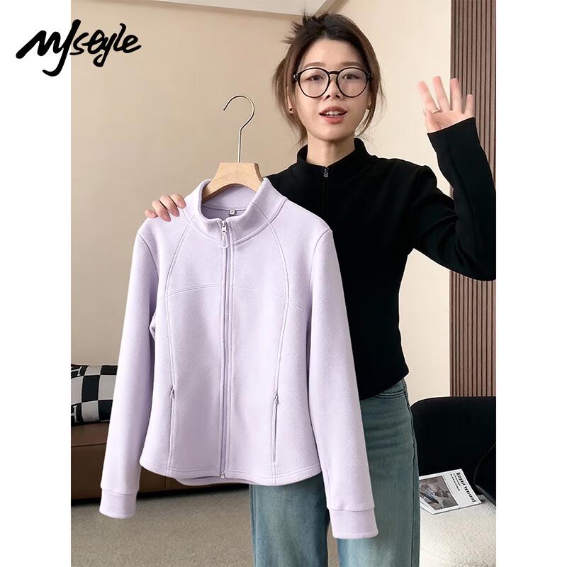

MJ STYLE Women s Stand Collar Fleece Cardigan Jacket S