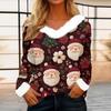 Women's Casual Fashion Long Sleeve Christmas Printed Flannel Collar Top