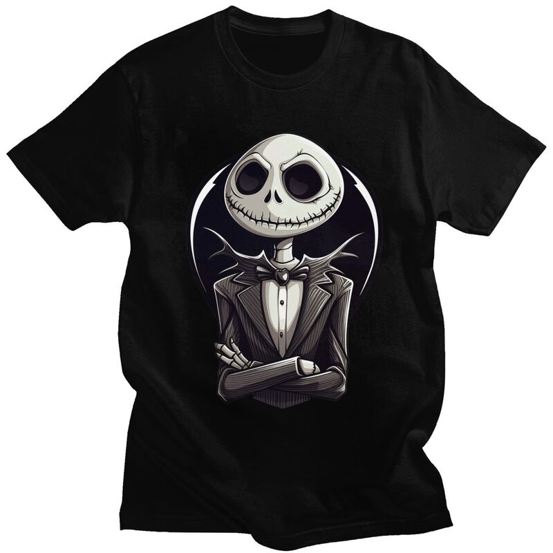 Custom Jack Skellington Men T Shirt Soft Cotton Tees Living Skeleton Tshirt Short Sleeve Fashion T-shirt Clothing